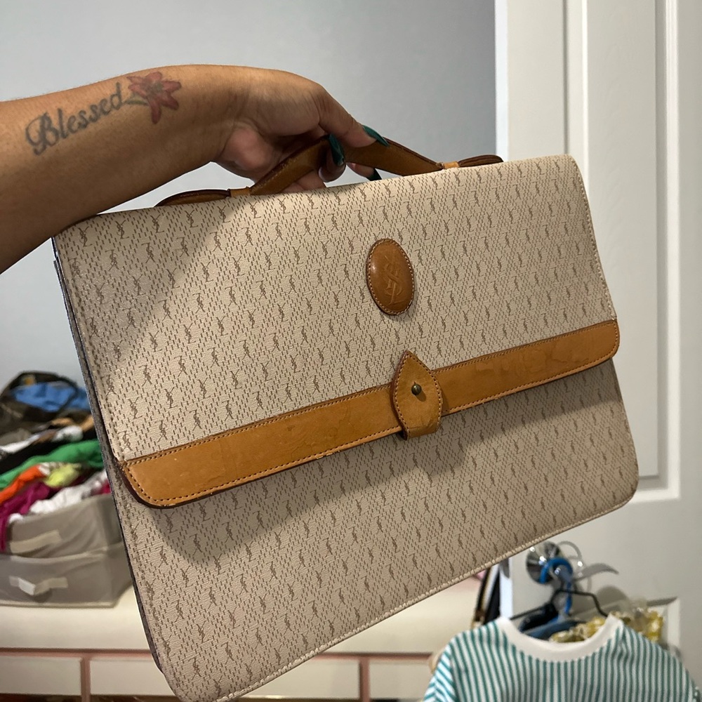 Yves Saint Laurent Beige and Tan Monogram Interior Pouch